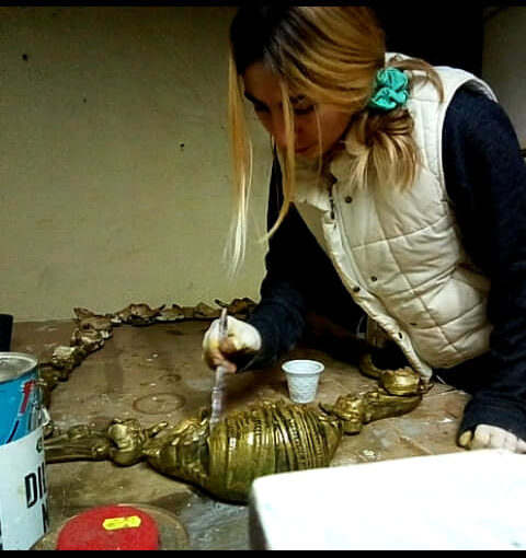 Restauro consolle con specchio stile barocco anni 50